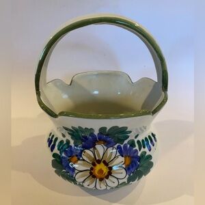 Vintage Ceramic Basket Hand Painted Made in Italy